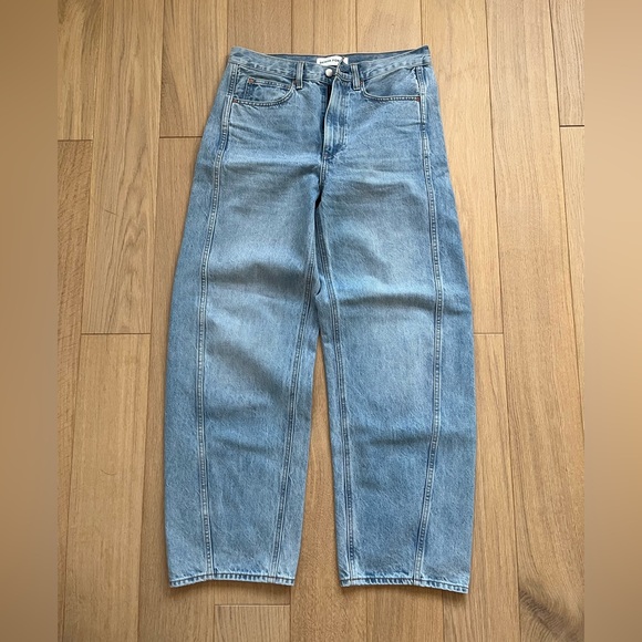 Denim Forum 90’s Seamed Barrel Leg Jeans Light Wash  30 10 Non Stretch - Picture 4 of 7